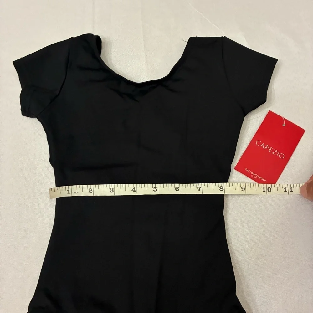Capezio Kids Team Dance Performance Black Short Sleeves Leotard Size Small